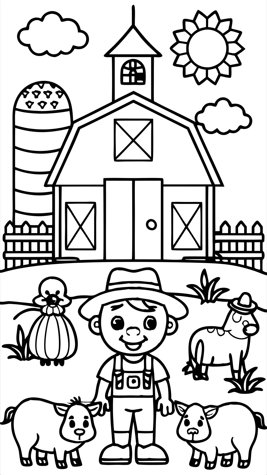 easy farm coloring pages